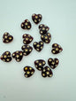 Heart Bead with Gold Stars Inlay 14mm Ruby Matte