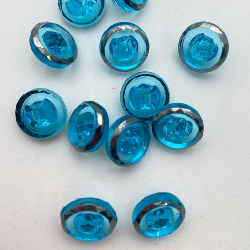 Button 10mm Aqua/gold - BUTTON-0456-D