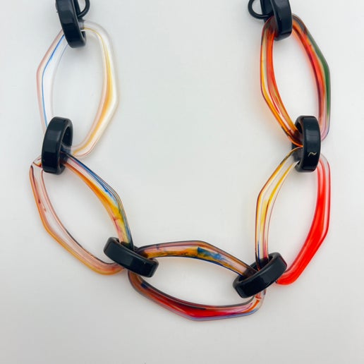 Resin Chain Link watermelon & Jet 17"x42mm