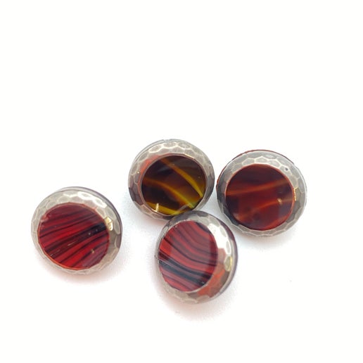 Button 12mm Dark Red/silver - BUTTON-0076-A