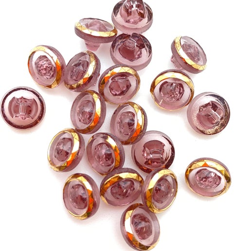 Button 10mm Amethyst/gold - BUTTON-0430-B