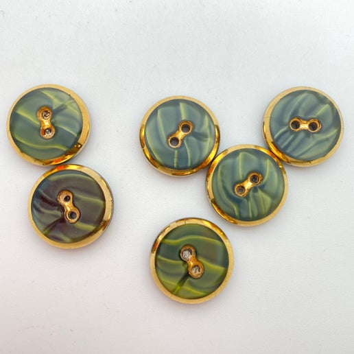 Button 18mm Green marble/gold - BUTTON-0050-D