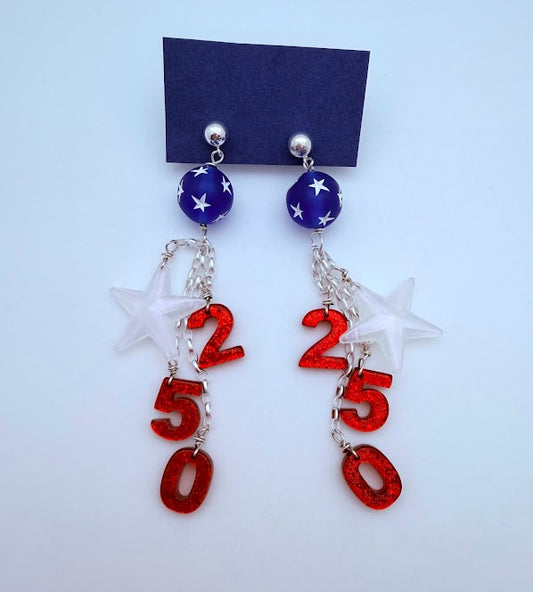 250 Number Charm Set 15mm Red Glitter