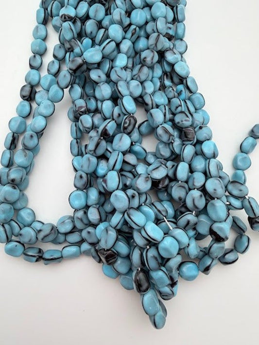 Vintage Glass Natural Oval 10mm Two-Tone Blue