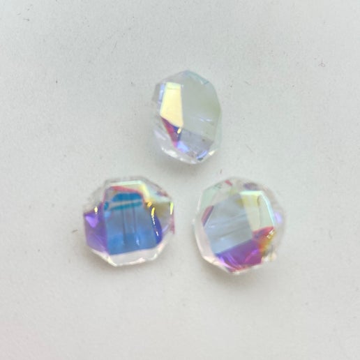 Button Faceted 10mm Clear AB - BUTTON-0190-C