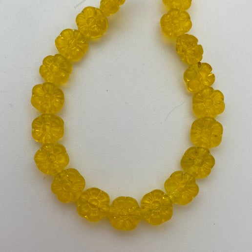 Vintage Glass Flowers 8mm Bright Yellow