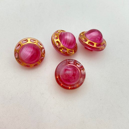 Button 14mm Pink/gold - BUTTON-0384-B