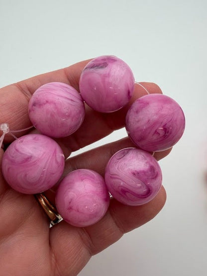 Round 22mm Pink Plum Marble