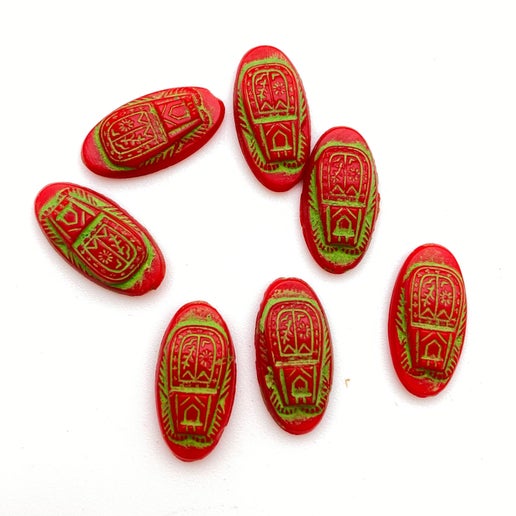 Cab Vintage Glass 18x9mm Red/painted - CAB-0048-A