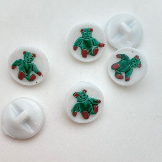 Button Teddy bear 12mm White - BUTTON-0004-D
