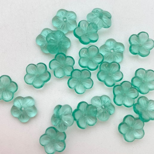 Vintage Glass Flowers Cap 8mm Ice Green