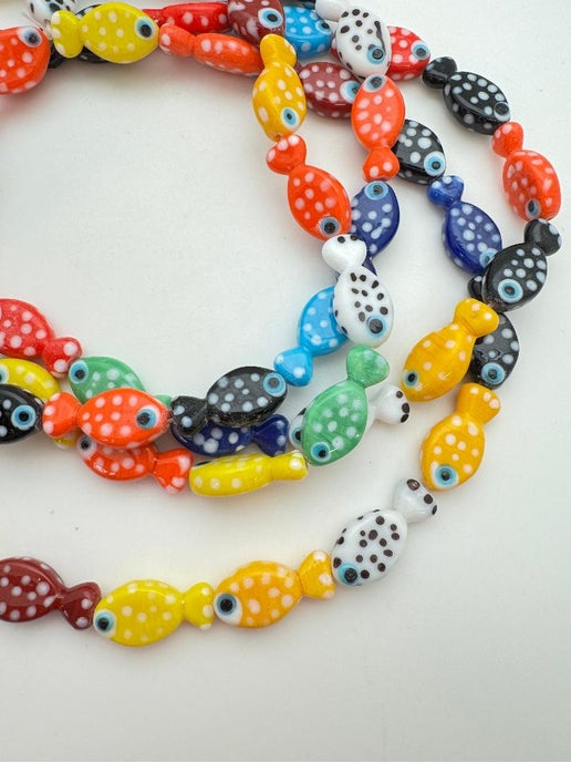 Lampwork Glass Fish Beads 22mm