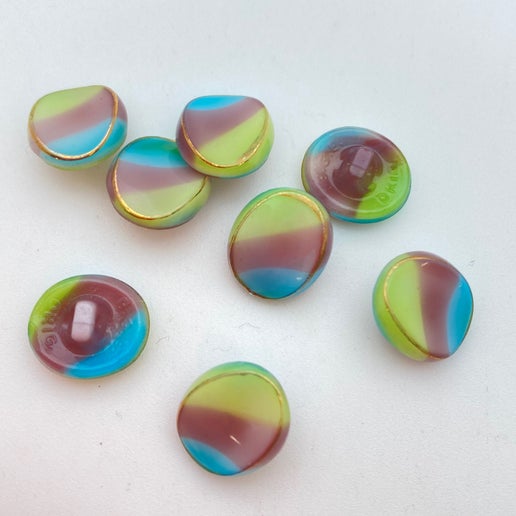 Button 12x10mm Multi/gold - BUTTON-0045-B