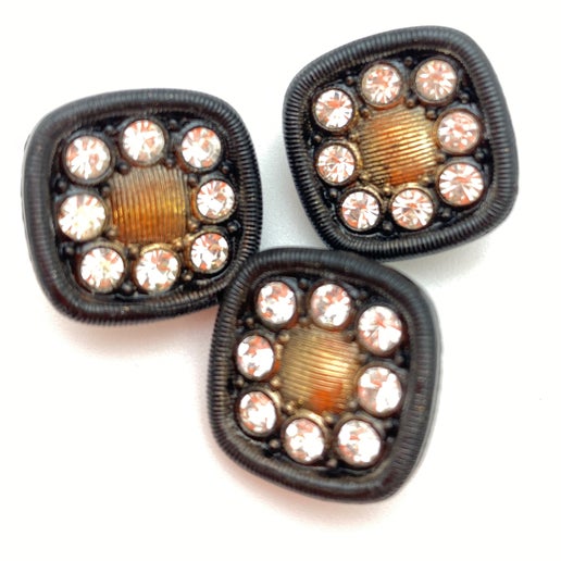 Button 20mm Jet w/stones - BUTTON-0330-C