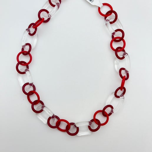 Resin Chain Link Red & Clear 16"x18mm