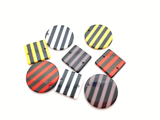 Circle Drop Striped 30mm Black/red