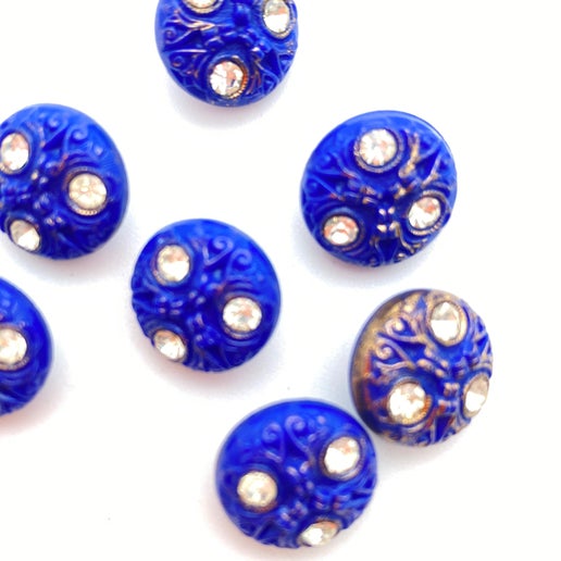 Button 14mm Royal Blue/rhinestone - BUTTON-0492-D