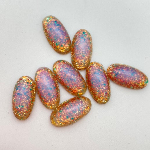 Cab Vintage Glass 18x9mm Fire Opal - CAB-0046-E