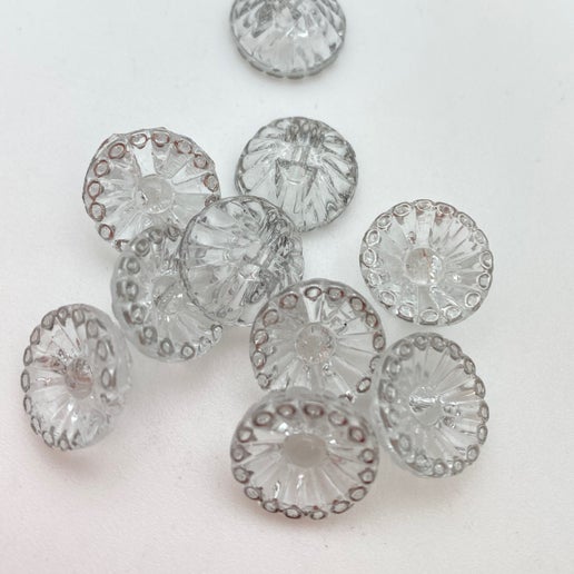 Button 14mm Clear/silver - BUTTON-0138-C