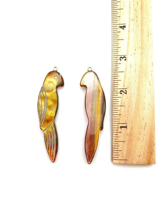 Carved Parrot Pendant 70mm Multi