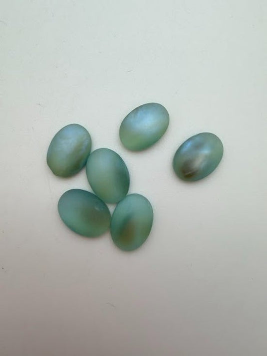 Cab Vintage Glass 18x14mm Blue Opal Matte