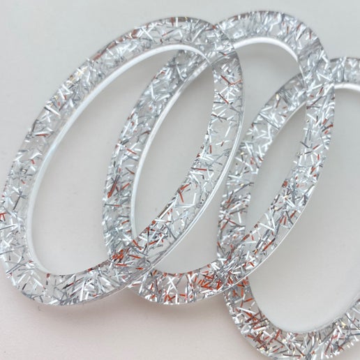 Chain Link 58x36mm Glitter Silver