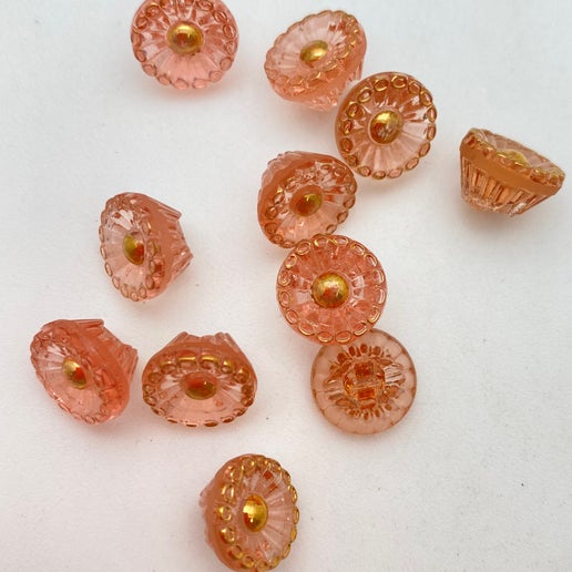 Button 12mm Peach/gold - BUTTON-0442-B