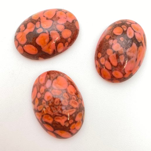 Cab Vintage Glass 25x18mm Coral - CAB-0114-A