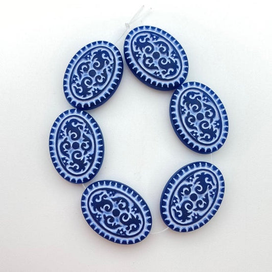 Inlay Flat Oval 25mm Navy