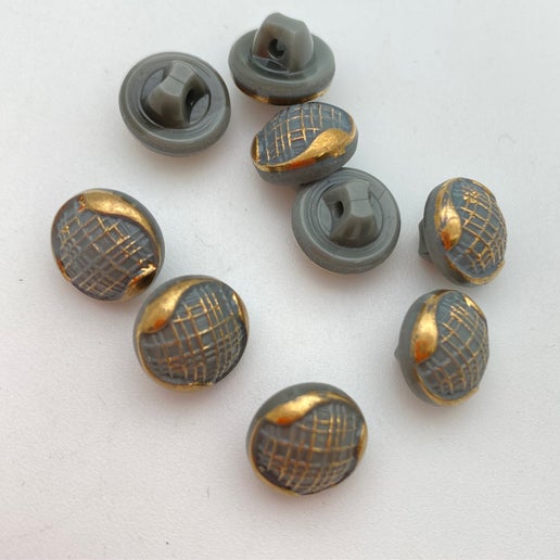 Button 10mm Gray/gold - BUTTON-0016-C