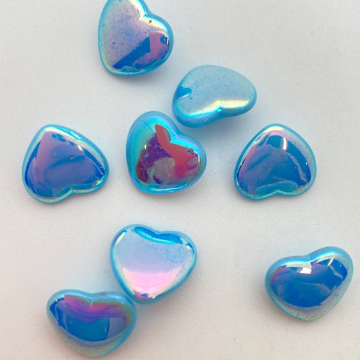 Button 14mm Heart Aqua AB - BUTTON-0462-D