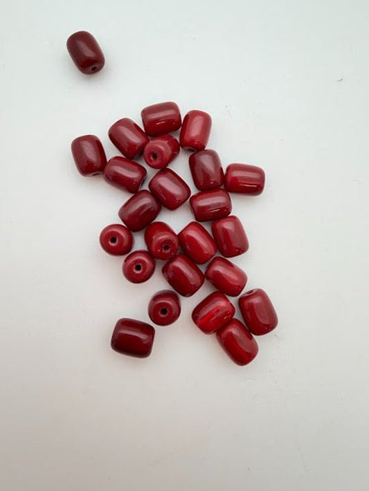 Vintage Glass Barrel 10mm Dark Red