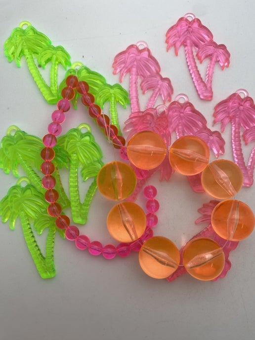 Palm Tree Charm 42x28mm Pink Neon