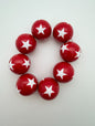 Round Bead 18mm Red & White Stars