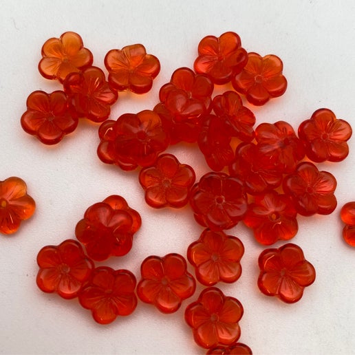 Vintage Glass Flowers Cap 8mm Siam