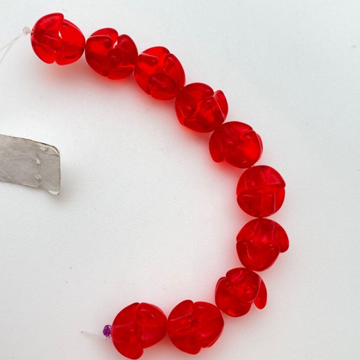 Vintage Glass Flowers cap 10mm Siam