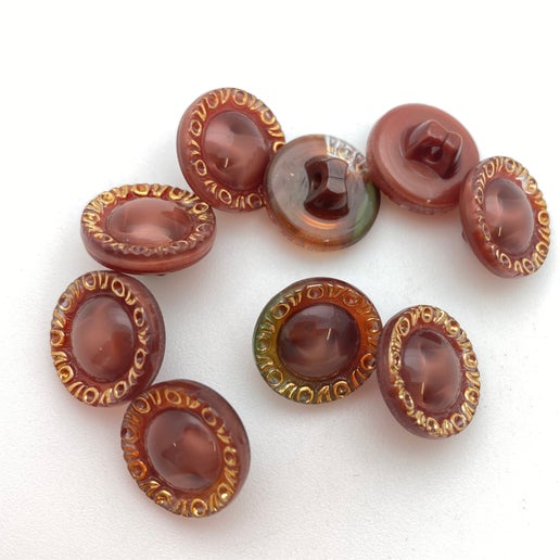 Button 12mm Terracotta/gold - BUTTON-0129-E