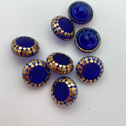 Button 12mm Cobalt/gold - BUTTON-0126-D