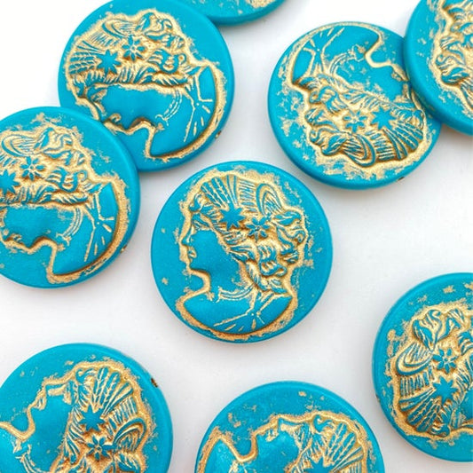 Inlay Cameo 30mm Teal