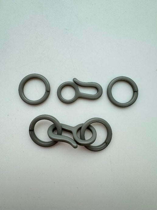 Hook Clasp w/Rings 32mm/21mm Gray