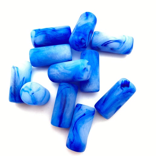 Barrel 30x15mm Sapphire Marble Matte - FY-0895-D