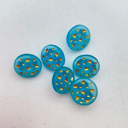 Button 10mm Aqua/gold - BUTTON-0455-D