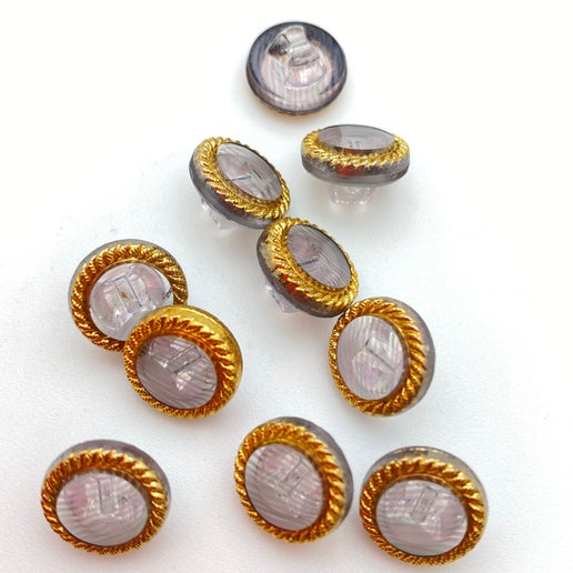 Button 10mm Lavender/gold - BUTTON-0142-B