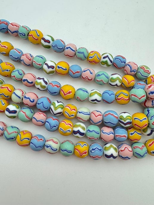 Lampwork Glass Zig-Zag 10mm Round