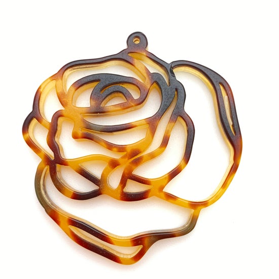 Laser Cut Rose Pendant 2” Tortoise