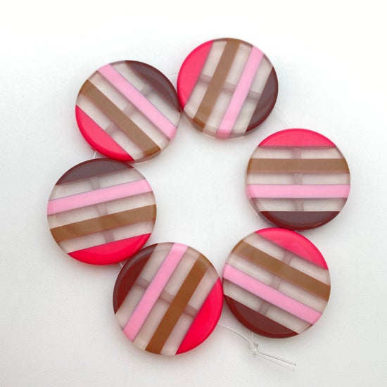 Layered Disk 25mm Multi Pink/Brown - IT-FY-0165-B
