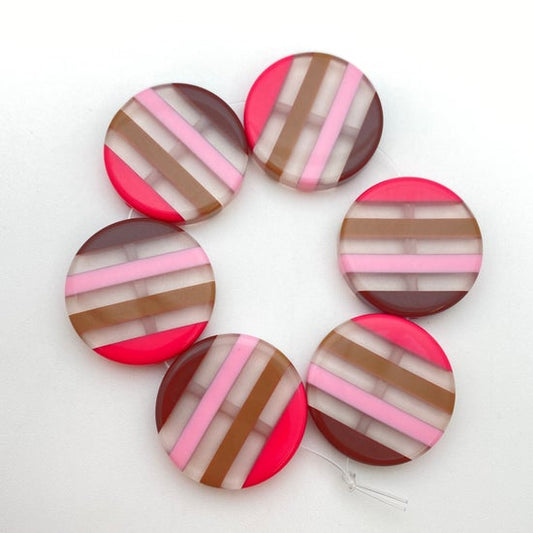 Layered Disk 25mm Multi Pink/Brown