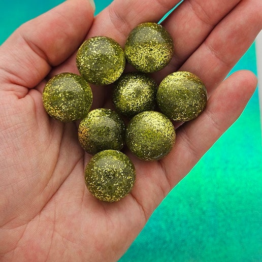 Glitter Round 20mm Kiwi