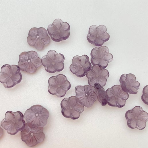 Vintage Glass Flowers cap 8mm Amethyst