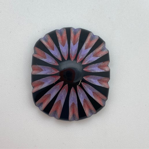 Carved Two-Hole Bead 33mm Purples